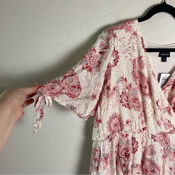 Torrid Pink Paisley Midi Swiss Linen Surplice Dress 2X NWT 40056372 - Picture 14 of 16